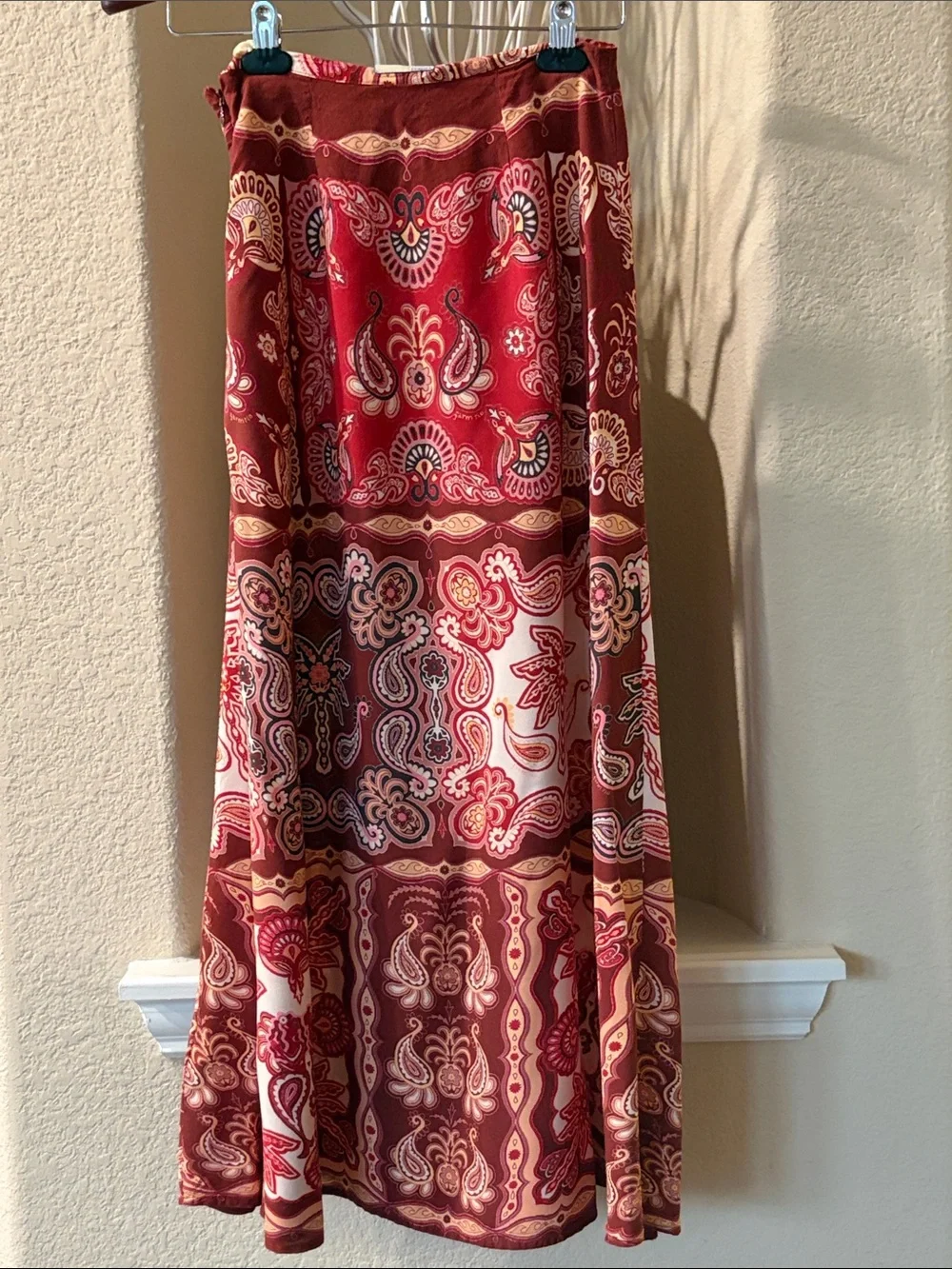 Farm Rio Red Paisley Bohemian Maxi Skirt Size S - Picture 4 of 7